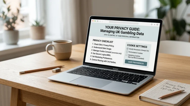 Privacy checklist on a laptop with cookie and marketing settings notes