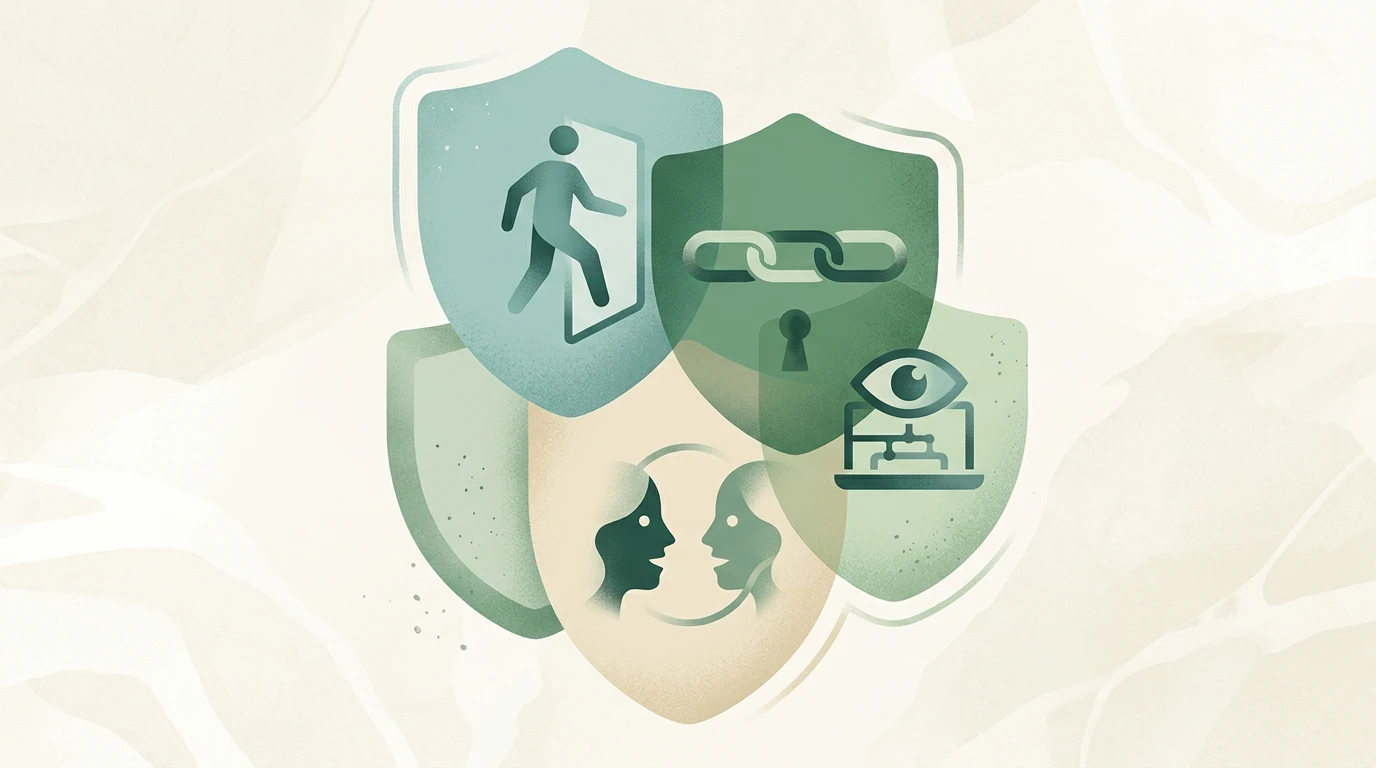 Layered gambling protection tools shown as calm overlapping shields